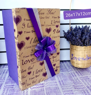 Hộp quà Iloveyou tím nơ lớn