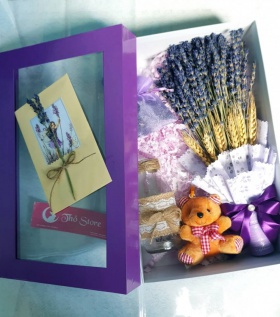 Hộp quà lavender cao cấp kèm gấu lọ và thiệp