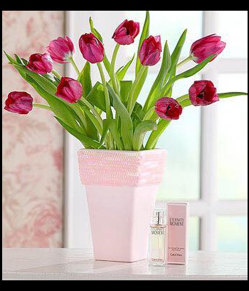 Bình hoa Tulip màu hồng sen mang sắc màu của tình yêu
